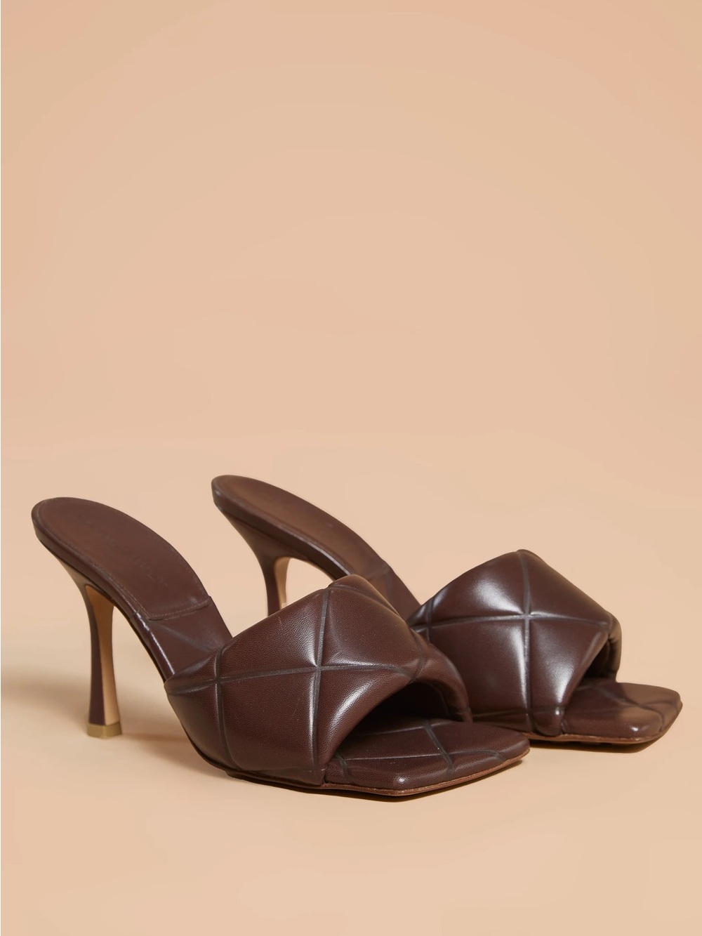 Bottega Veneta Brown Quilted Open-Toe Mule Heels
